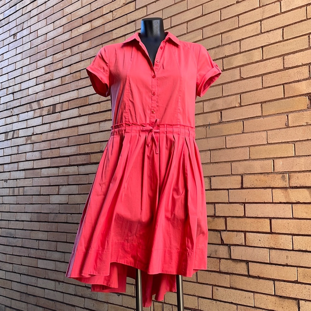 A/X Armani Exchange Retro Salmon Pink Fit & Flare Button-Up Party Dress Size 6
